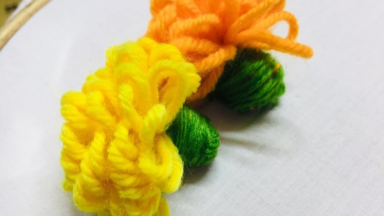 Hand Embroidery Amazing Trick For Marigold Flower l sewing hack l easy flower embroidery trick