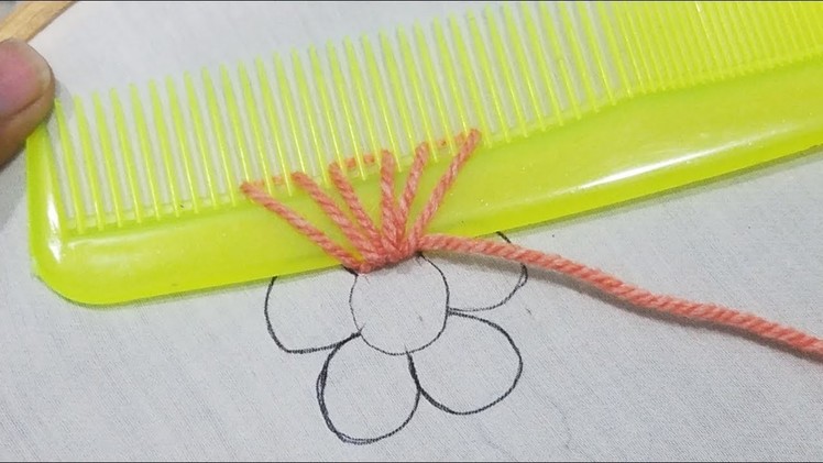 Hand Embroidery Mermaid Flower Easy Idea Trick With Hair Comb Sewing Hack,Easy Flower Stitch Design