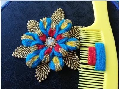 Hand embroidery:sewing hacks amazing simple trick for making flower with hair comb.