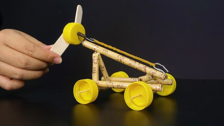 How to Make Rubber Band Powered Car | DIY Toy Car