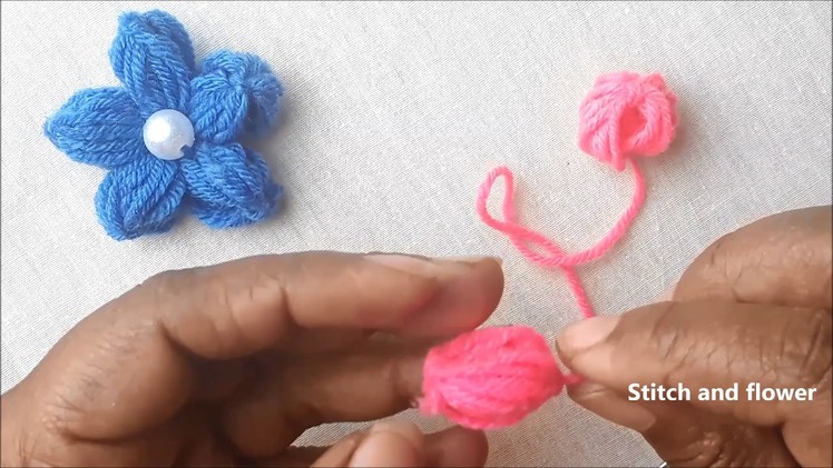 New trick Wool flower sewing hack | Hand embroidery flower design
