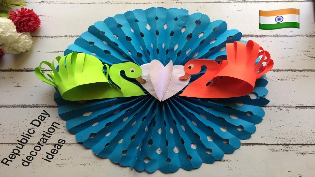 republic-day-decoration-ideas-for-school-bulletin-board-origami-things-paper-swans-paper-rosette-diy