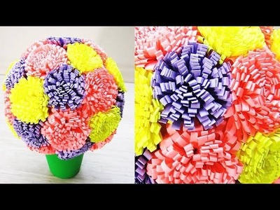 WOW. Beautiful Flower Ball. Paper Flower Pot Making Idea at Home. Handmade Things -DIY Room Decor. l