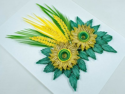 3d Quilling design - Quilling Art - Quilling sunflower - Quilling Wall decoration - DIY
