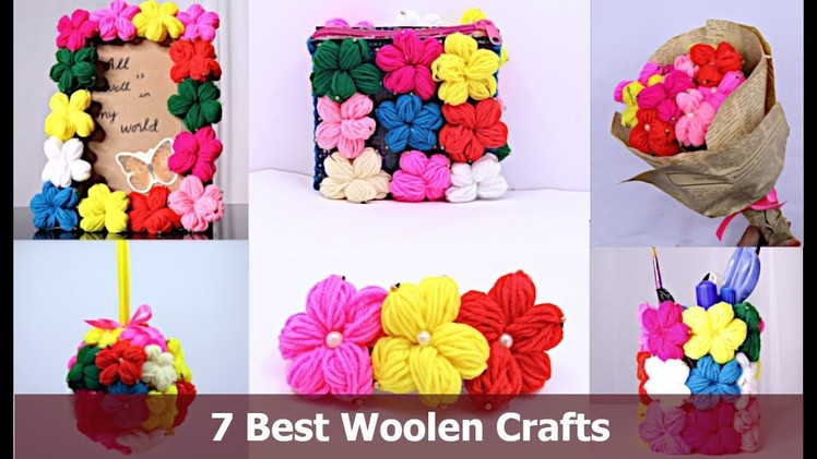 7 Best out of waste woolen Craft ideas | DIY Room Decor |  Woolen Wall Hanging | Aloha Crafts