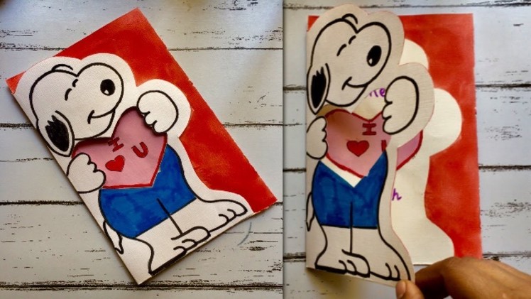 Cartoon greeting card.beautiful handmade Valentine’s Day greeting card.simple & unique.DIY 2019