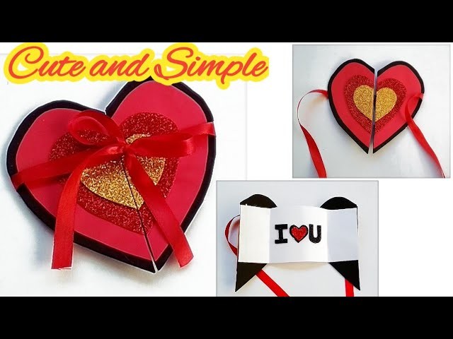 Cute and Simple Valentine's Day Card#Handmade Valentine Day Card making idea#Heart valentine  card