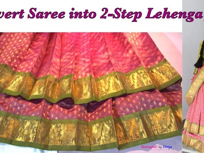 DIY || Two step.Double Step Lehenga making at Home || Half Saree Making