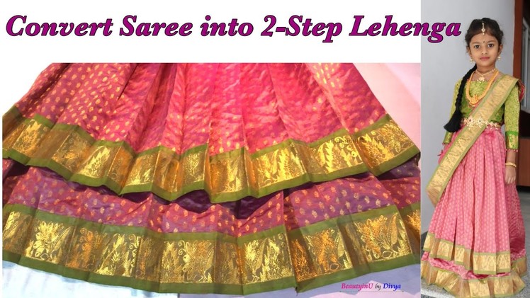 DIY || Two step.Double Step Lehenga making at Home || Half Saree Making