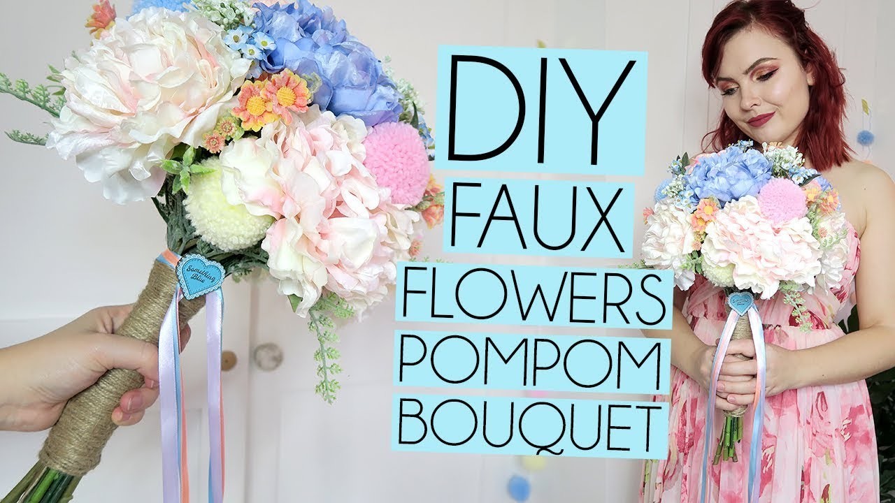 EASY HOW TO DIY FAUX FLOWER POMPOM BOUQUET