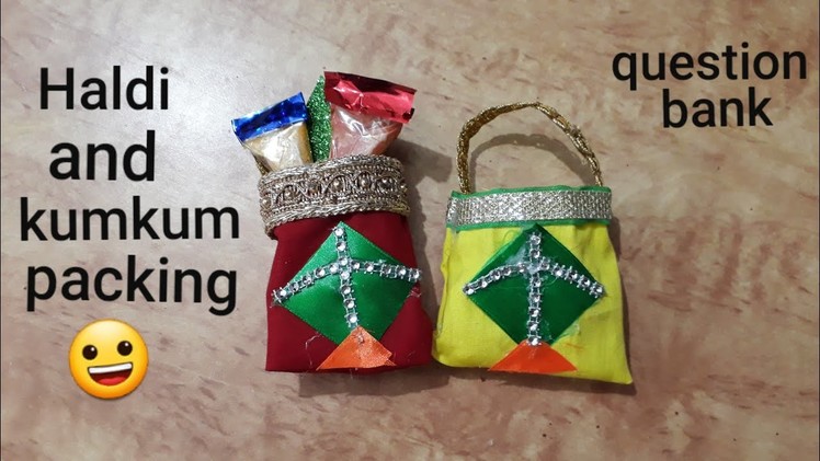 Haldi and kumkum packing idea | DIY pouch for haldi and kumkum packing | question bank