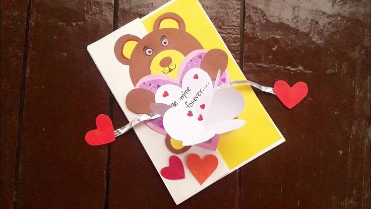 Handmade Teddy bear greeting card ????????.Teddy bear card for boyfriend. girlfriend