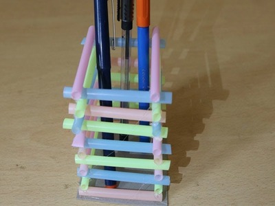 Homemade Pen Stand Making With Drinking Straws | Easy DIY School Projects | Creative Craft Ideas