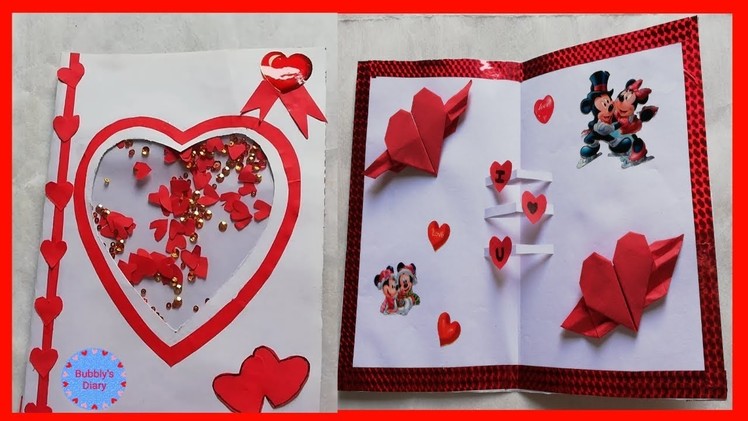 Special Handmade Valentines day card - shaker card