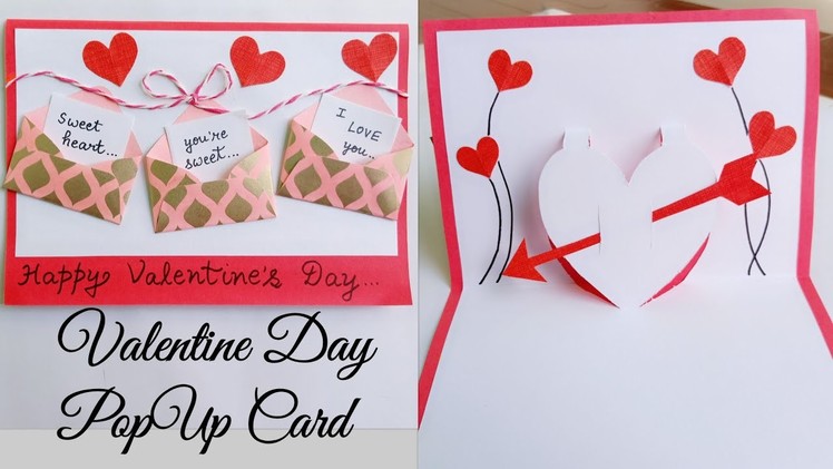 Valentine Pop Up Card.Valentine Heart Pop Up Card Ideas.Handmade Pop Up Card for Valentine's Day