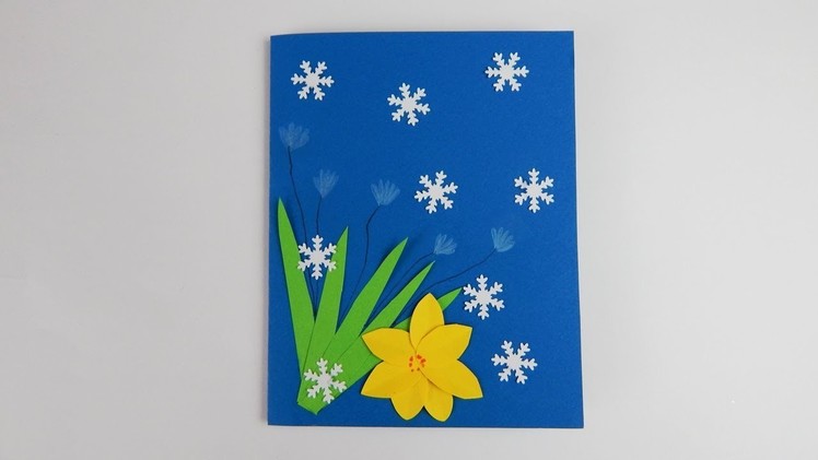Winter card with flowers DIY scrapbooking Winterkarte mit Blumen