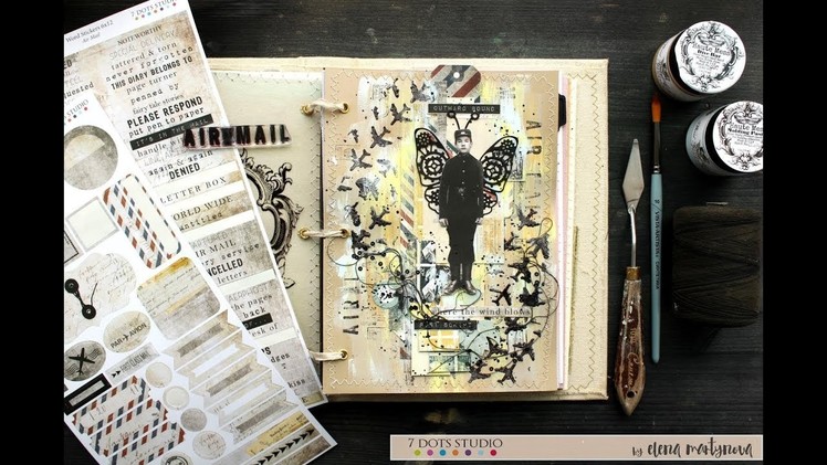 Art journal page - Scrapbooking Tutorial -  "Where the Wind Blows" by Elena Martynova