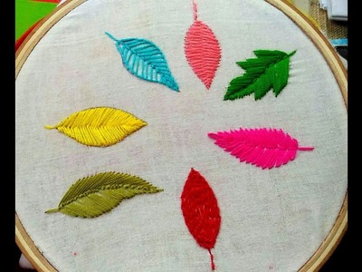 Hand Embroidery ,Easy 8 type of leaf embroidery tutorial,Filling leaf