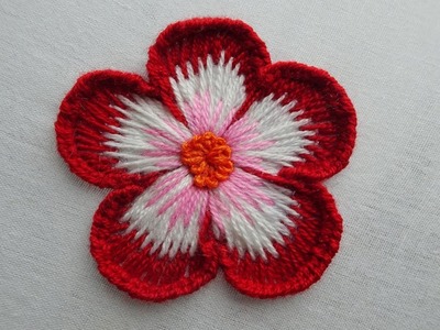 Hand embroidery: modern flower stitch | 3d flower embroidery