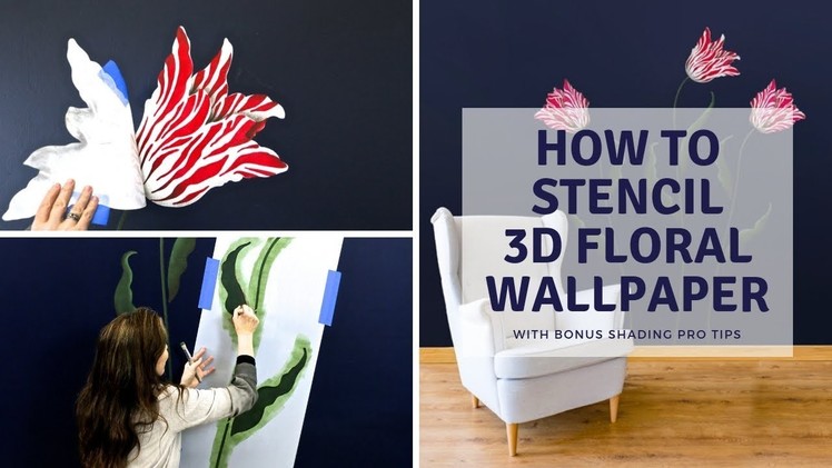 How To Easily Paint 3D Flowers With Tulip Stencils on an Accent Wall [ FULL TUTORIAL]