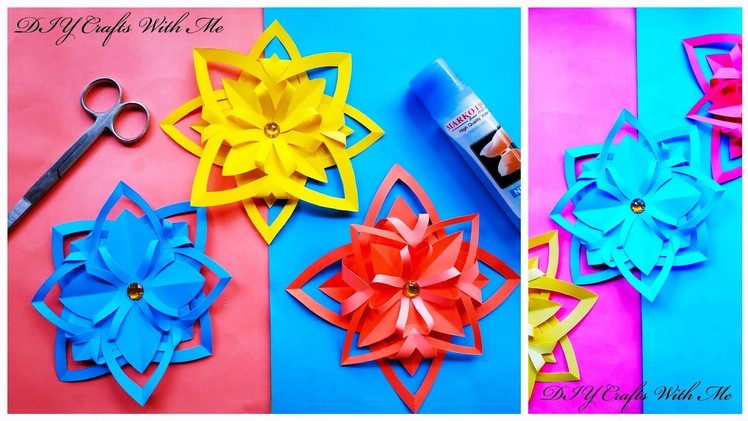 Paper Flowers.Colour Paper Flowers.Snowflake.Crafts Origami.Easy Crafts❤