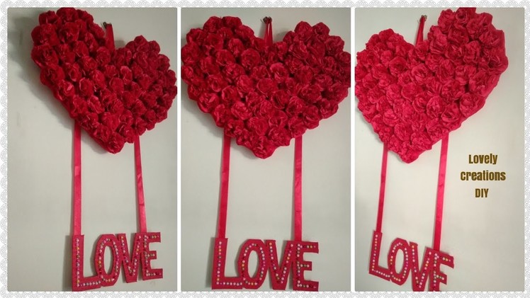 Attractive & very easy Rose Heart Wall Hanging 2019. valentine's day decor.paper craft idea. DIY