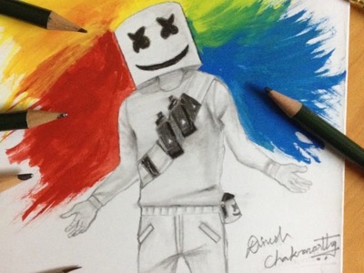 Drawing Marshmello Easy Step by Step