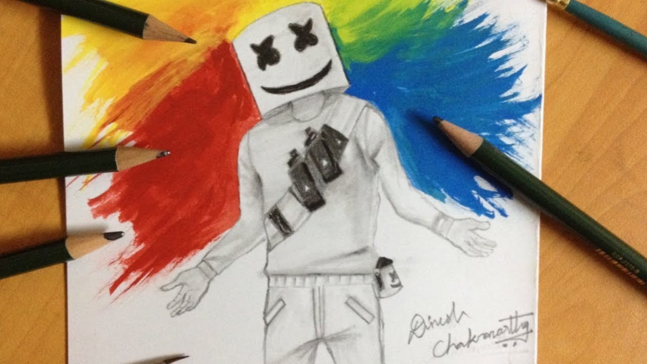 Drawing Marshmello Easy Step By Step