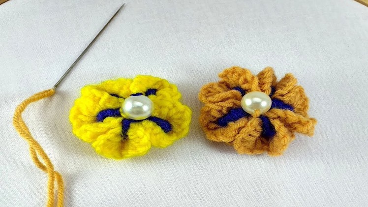 Easy Flower Making  | Woolen Flower Making | Hand Embroidery Tricks.