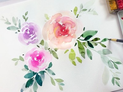 Easy Watercolor Flowers Tutorial - Relaxing Demonstration