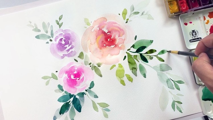Easy Watercolor Flowers Tutorial - Relaxing Demonstration