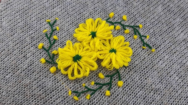 Hand Embroidery,Beautiful  flower design of Sweater by wool stitch