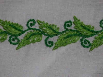 Hand Embroidery : Borderline Embroidery for Beginners : Bullion Lazy Daisy Stitch Embroidery