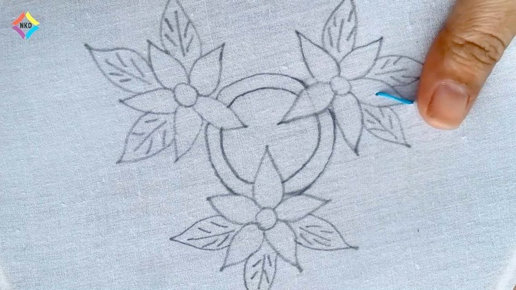 Hand embroidery cushion cover design  with fly stitch.