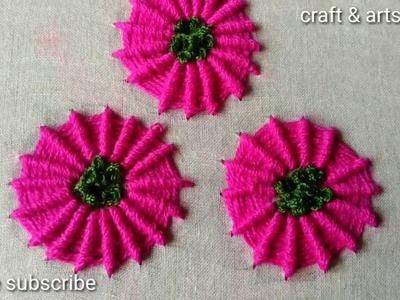 Hand embroidery. Flower design. Spider web stitch. Easy stitch step by step for beginner's.