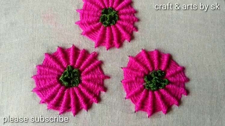 Hand embroidery. Flower design. Spider web stitch. Easy stitch step by step for beginner's.