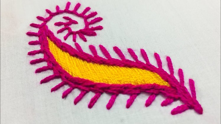 Hand Embroidery modern leaf design embroidery by nakshi design art.