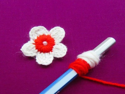Hand Embroidery Woolen Flower Trick, Woolen Flower making idea!
