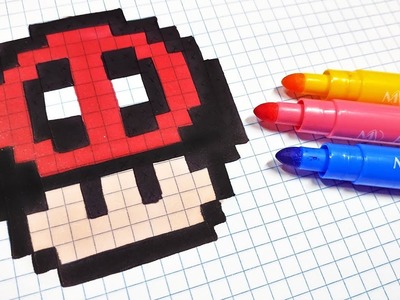 Handmade Pixel Art - How To Draw a Deadpool Mushroom #pixelart