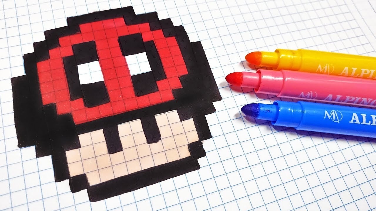 Handmade Pixel Art - How To Draw a Deadpool Mushroom #pixelart