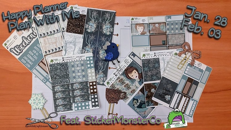 Happy Planner Plan with me January 28-February 3 featuring StickerMonsterCo