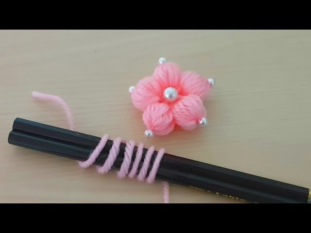 How to Make Beautiful Flower Hand Embroidery - Amazing Trick - Sewing Hack - Wool Design - Woolen