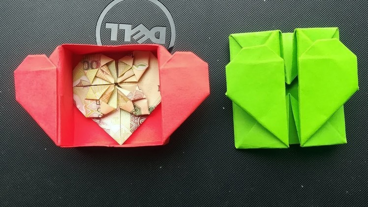 How to make origami heart box - Cách gấp hộp quà trái tim
