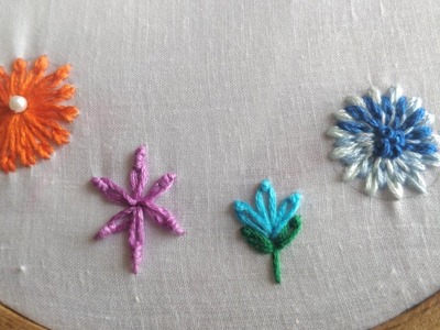 Lazy Daisy Stitch Variation Flowers (Hand Embroidery Work)