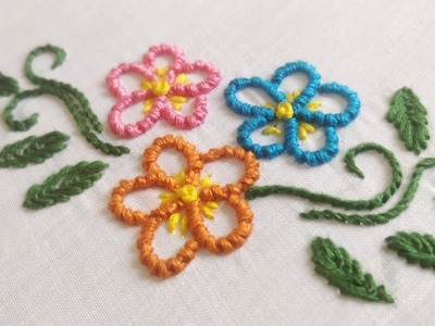 Mediterranean Knot Stitch Flowers (Hand Embroidery Work)