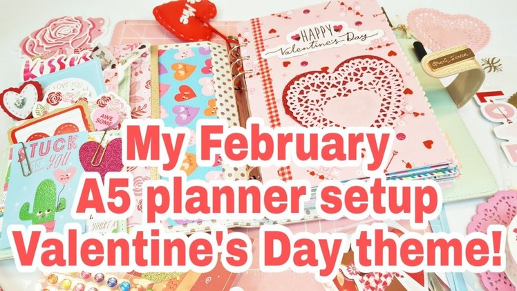 My February A5 planner setup Valentine's Day theme | 2019 | Planning With Eli