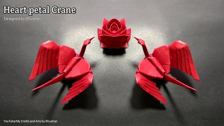 Origami Heart petal Crane designed by Bhushan | Best Valentine gift idea