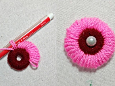 Woolen Flower -- Hand Embroidery Flower - woolen crafts and idea