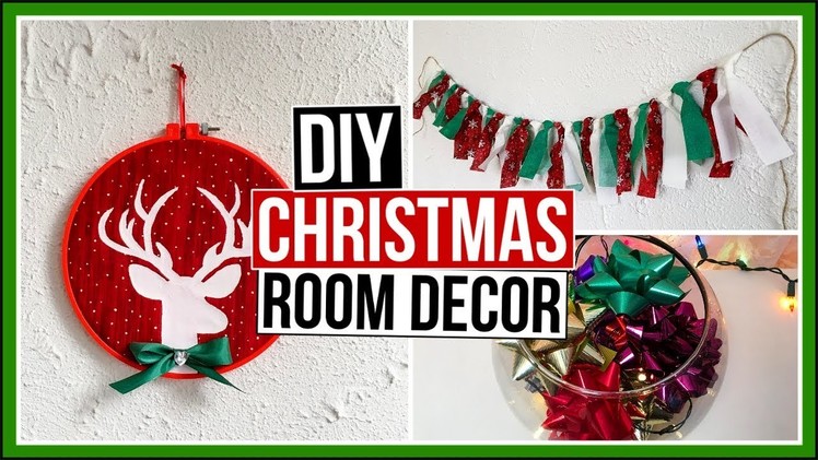 3 DIY Christmas Room Decor Ideas | DIY Fabric Garland, Christmas Centerpiece & Embroidery Hoop Art
