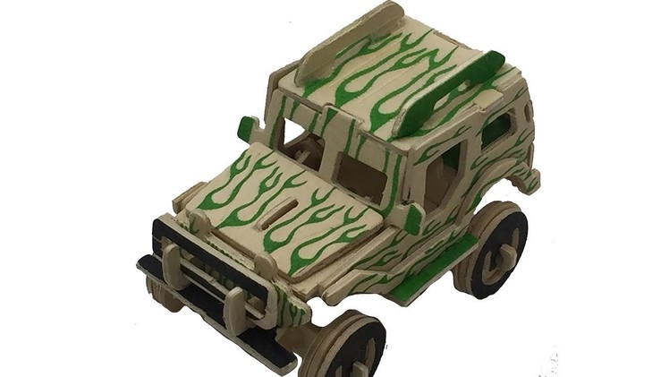 3D Wooden Puzzle DIY, Assembly the 3D Wooden JEEP